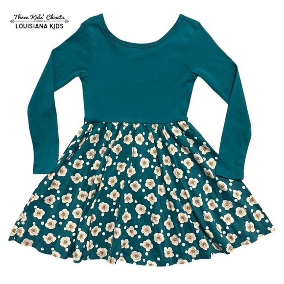 Tea Collection Other - Tea Collection Sz 5 Teal Cherry Blossom Ballet Dress